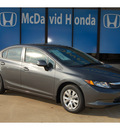 honda civic 2012 dk  gray sedan lx gasoline 4 cylinders front wheel drive automatic with overdrive 77034