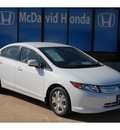 honda civic 2012 white sedan hybrid hybrid 4 cylinders front wheel drive automatic with overdrive 77034