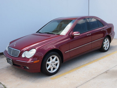 mercedes benz c class 2002 red sedan c240 gasoline rear wheel drive automatic 77090