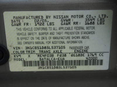 nissan sentra 2005 gold sedan gasoline 4 cylinders front wheel drive automatic 77521