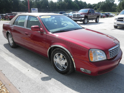 cadillac deville 2003 red sedan tan gasoline 8 cylinders dohc front wheel drive automatic with overdrive 34731