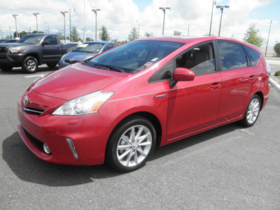 toyota prius v 2012 red wagon five hybrid 4 cylinders front wheel drive automatic 34788