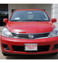 nissan versa 2012 red hatchback 1 8 s gasoline 4 cylinders front wheel drive automatic 77477