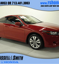 honda accord 2010 red coupe ex l gasoline 4 cylinders front wheel drive automatic 77025