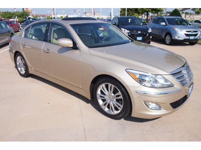 hyundai genesis 2012 beige sedan 3 8l v6 gasoline 6 cylinders rear wheel drive automatic 77074