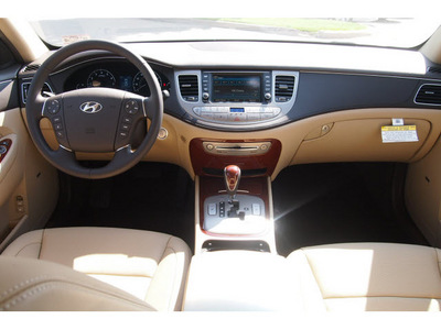 hyundai genesis 2012 beige sedan 3 8l v6 gasoline 6 cylinders rear wheel drive automatic 77074