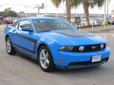 ford mustang 2012 lt  blue coupe gt gasoline 8 cylinders rear wheel drive automatic with overdrive 77074