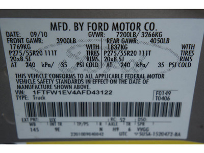 ford f 150 2010 gray flex fuel 8 cylinders 4 wheel drive 6 speed automatic 77338