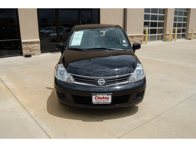 nissan versa 2011 black hatchback 1 8 s gasoline 4 cylinders front wheel drive automatic with overdrive 77656