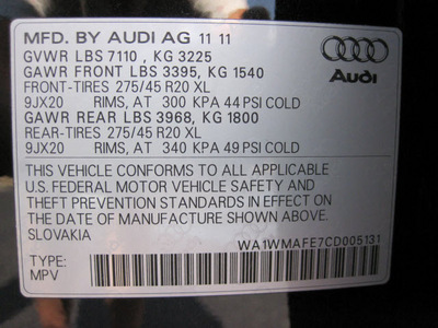 audi q7 2012 black suv 3 0 quattro tdi prestige diesel 6 cylinders all whee drive automatic 46410