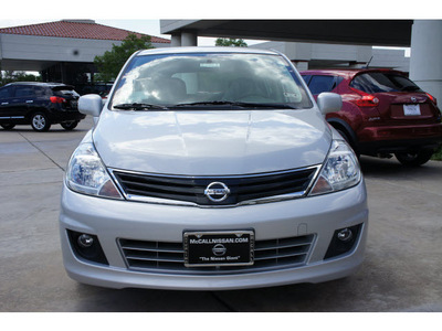 nissan versa 2012 silver hatchback 1 8 s gasoline 4 cylinders front wheel drive automatic 77477