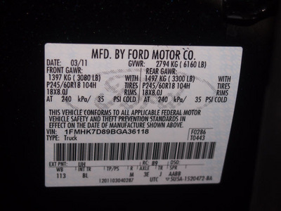 ford explorer 2011 black suv xlt gasoline 6 cylinders 2 wheel drive automatic 76108
