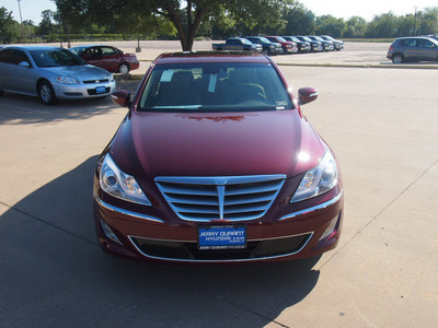 hyundai genesis 2012 dk  red sedan 3 8l v6 gasoline 6 cylinders rear wheel drive automatic 76049