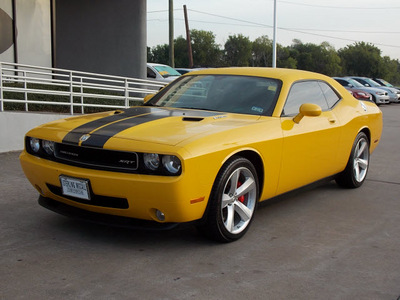 dodge challenger 2010 yellow coupe srt8 gasoline 8 cylinders rear wheel drive 6 speed manual 77074