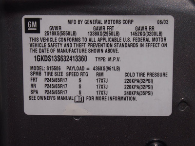gmc envoy 2003 gray suv slt 6 cylinders automatic 77074