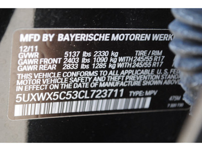 bmw x3 2012 black xdrive28i 6 cylinders automatic 77002