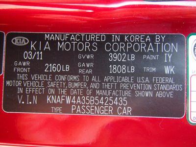 kia forte 2011 dk  red sedan sx gasoline 4 cylinders front wheel drive automatic 78224