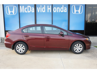 honda civic 2012 dk  red sedan lx gasoline 4 cylinders front wheel drive not specified 77034