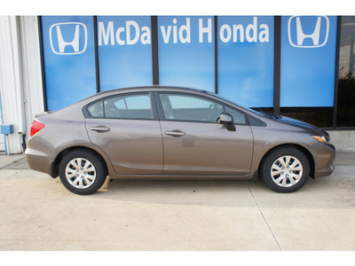 honda civic 2012 brown sedan lx gasoline 4 cylinders front wheel drive not specified 77034