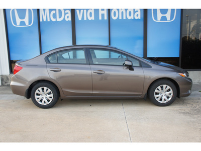honda civic 2012 brown sedan lx gasoline 4 cylinders front wheel drive not specified 77034