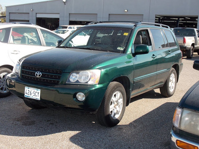 toyota highlander 2001 green suv gasoline 6 cylinders dohc front wheel drive automatic with overdrive 77074