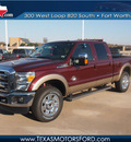 ford f 250 super duty 2013 dk  red lariat biodiesel 8 cylinders 4 wheel drive automatic 76108