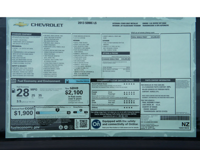 chevrolet sonic 2013 dk  gray sedan ls auto gasoline 4 cylinders front wheel drive automatic 33177