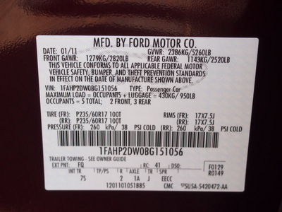 ford taurus 2011 maroon sedan se gasoline 6 cylinders front wheel drive automatic 76108