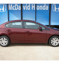 honda civic 2012 dk  red sedan lx gasoline 4 cylinders front wheel drive not specified 77034