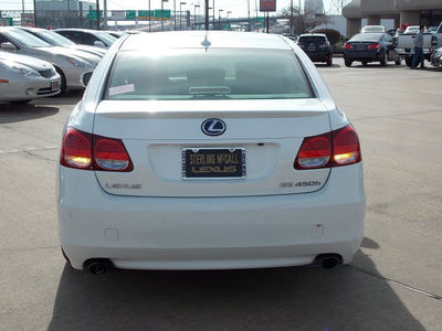 lexus gs 450h 2008 white sedan hybrid 6 cylinders rear wheel drive shiftable automatic 77074