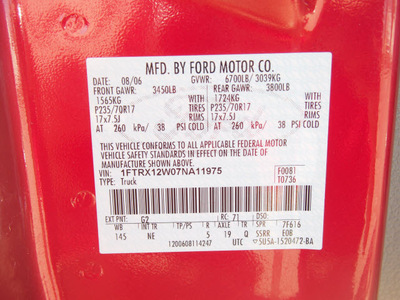 ford f 150 2007 red xlt gasoline 8 cylinders rear wheel drive automatic 76108