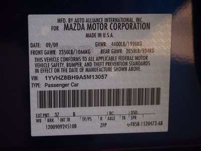 mazda mazda6 2010 blue sedan i sport gasoline 4 cylinders front wheel drive automatic 75150