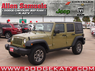 jeep wrangler unlimited 2013 green suv rubicon gasoline 6 cylinders 4 wheel drive automatic 77450
