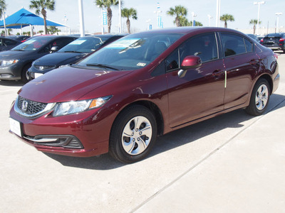 honda civic 2013 dk  red sedan lx gasoline 4 cylinders front wheel drive 5 speed automatic 77065