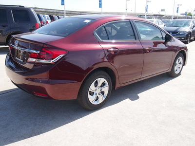 honda civic 2013 dk  red sedan lx gasoline 4 cylinders front wheel drive 5 speed automatic 77065