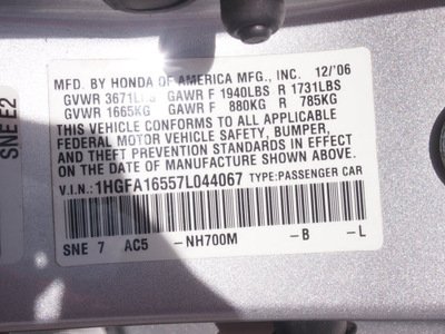 honda civic 2007 silver sedan lx gasoline 4 cylinders front wheel drive automatic 76108