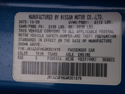 nissan 370z 2010 blue roadster gasoline 6 cylinders rear wheel drive shiftable automatic 78214