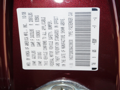 honda accord 2009 red sedan ex l gasoline 4 cylinders front wheel drive automatic 77546