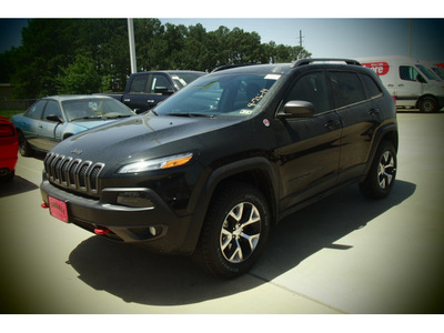 jeep cherokee 2014 black suv trailhawk 6 cylinders automatic 77375
